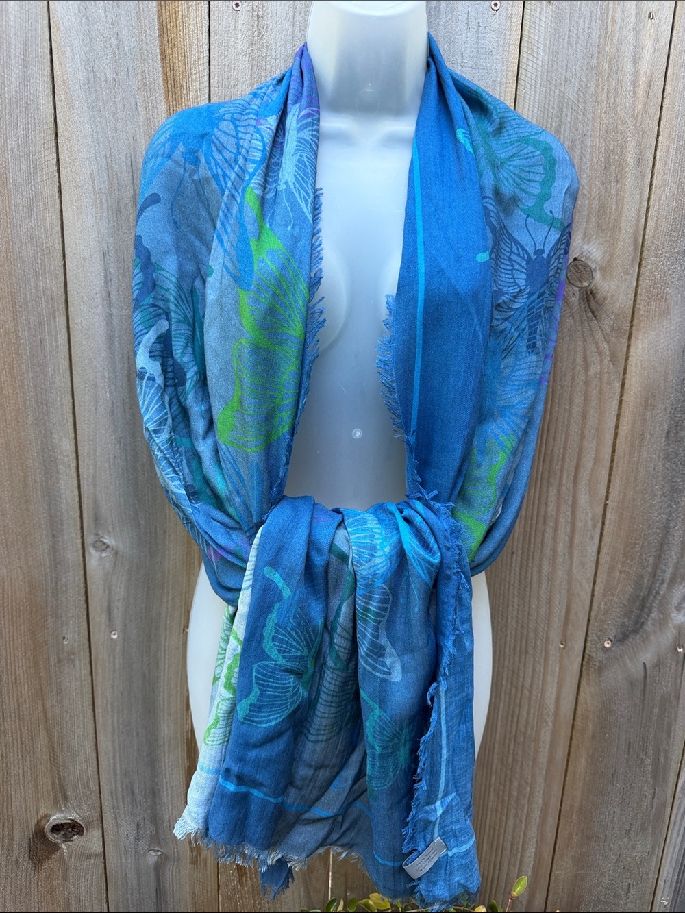 Precious & Primitive Modal Scarf Butterfly Print Fringed Wrap Sarong